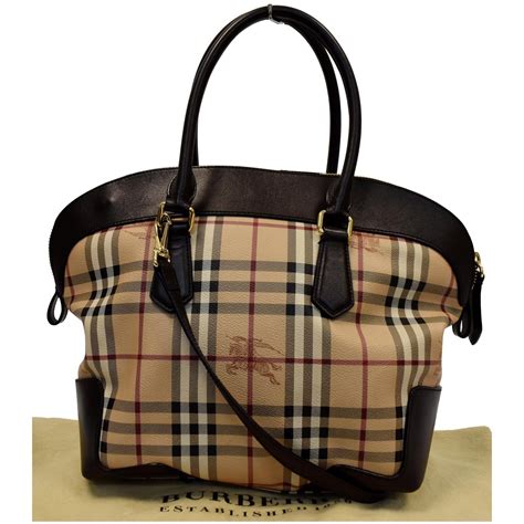 BURBERRY Haymarket Check Medium Primrose Tote Chocolate 